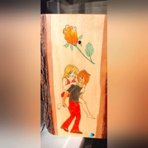 Hand painted anime style on wood slab